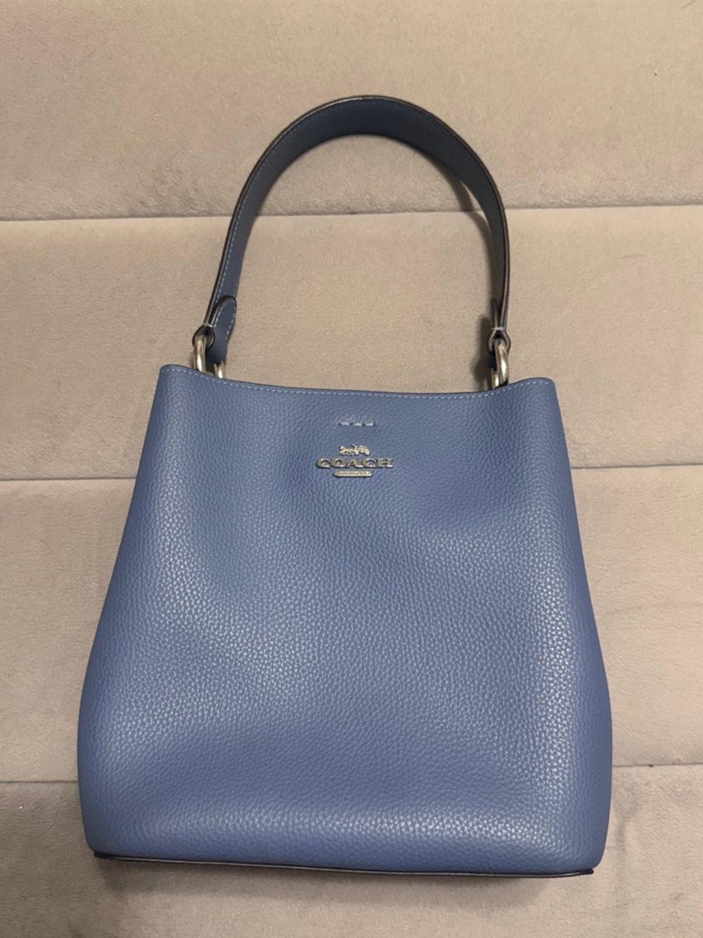 Coach Periwinkle Pebbled Leather Bucket Bag
